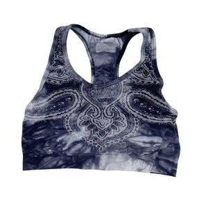 Athleta Performance Seamless Racerback Sports Bra Tie Dye Printed Size Small